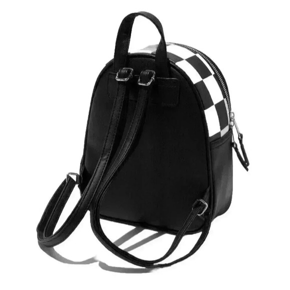 Black & White Check Faux Leather Mini Backpack - Picture 2 of 5